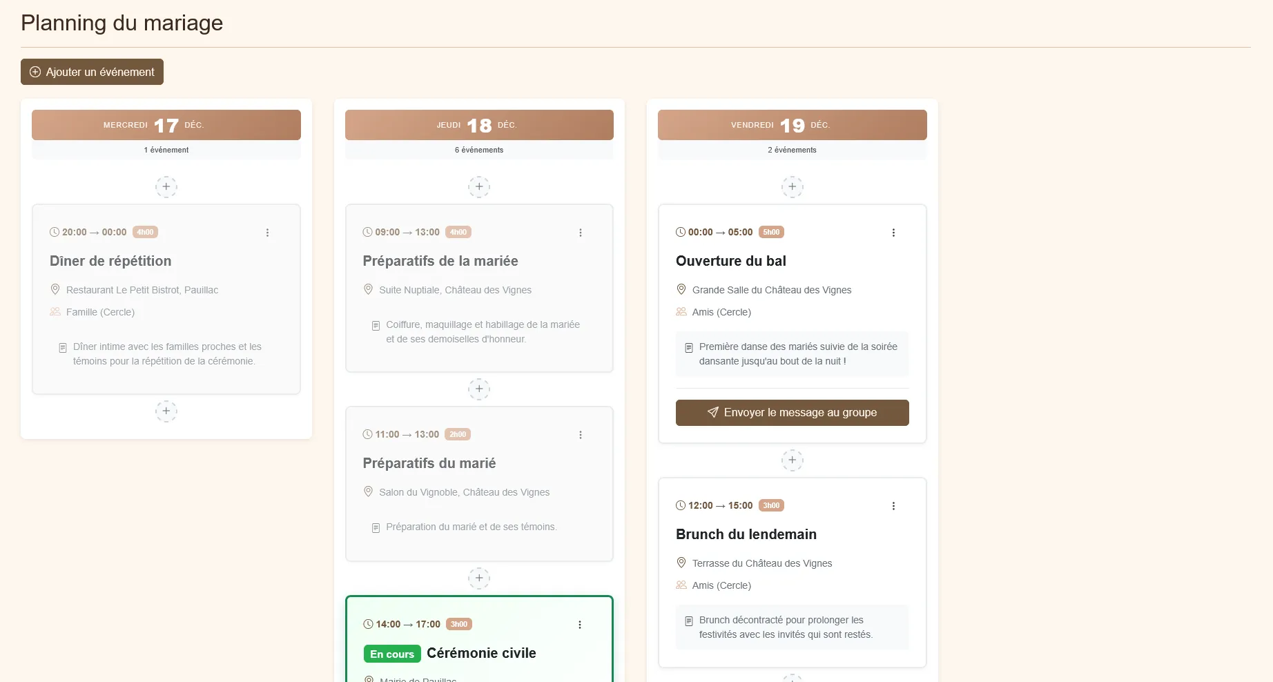 Capture d'écran — Planning